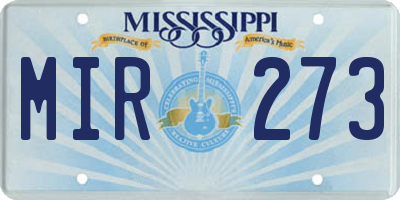 MS license plate MIR273