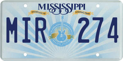 MS license plate MIR274