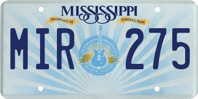 MS license plate MIR275