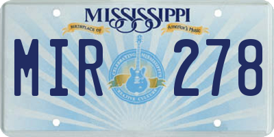 MS license plate MIR278