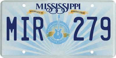 MS license plate MIR279