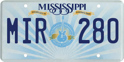 MS license plate MIR280
