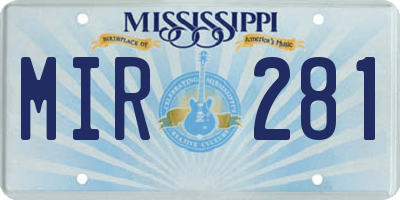 MS license plate MIR281