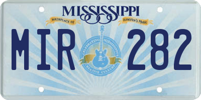 MS license plate MIR282