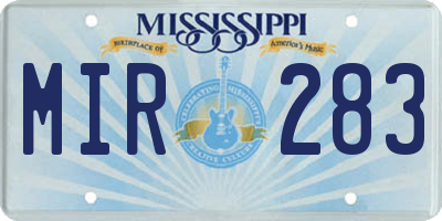 MS license plate MIR283