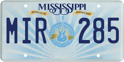 MS license plate MIR285