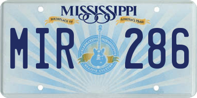MS license plate MIR286