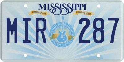 MS license plate MIR287