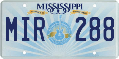 MS license plate MIR288
