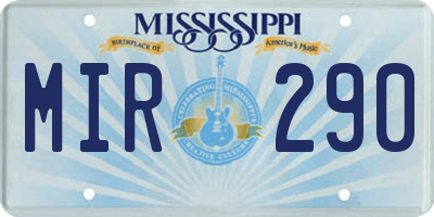 MS license plate MIR290