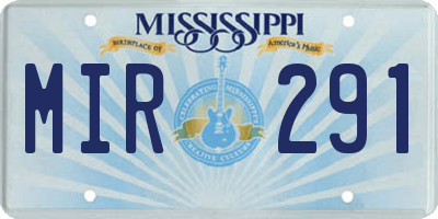 MS license plate MIR291