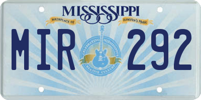 MS license plate MIR292