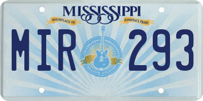 MS license plate MIR293