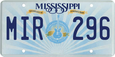 MS license plate MIR296