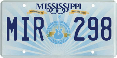 MS license plate MIR298