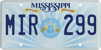 MS license plate MIR299