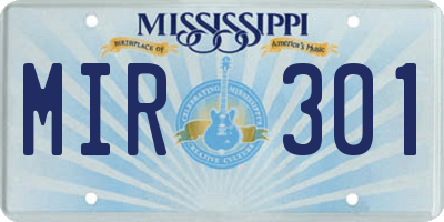MS license plate MIR301