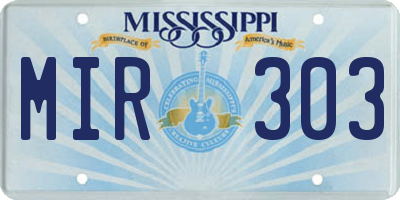 MS license plate MIR303