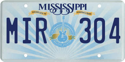 MS license plate MIR304