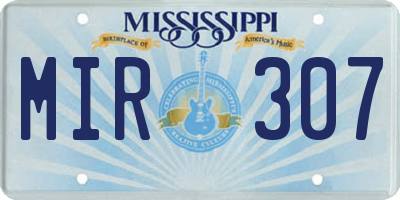MS license plate MIR307