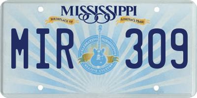 MS license plate MIR309