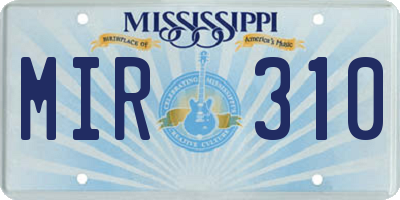 MS license plate MIR310