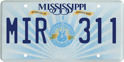 MS license plate MIR311