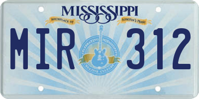 MS license plate MIR312