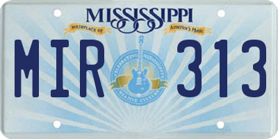 MS license plate MIR313
