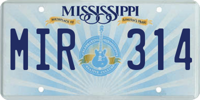 MS license plate MIR314