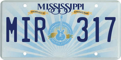 MS license plate MIR317