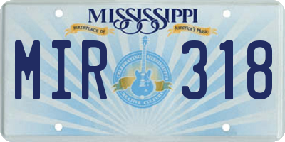 MS license plate MIR318