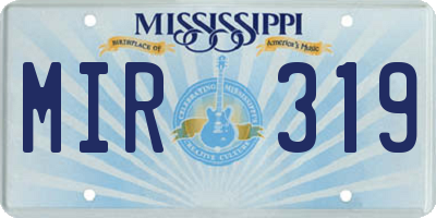 MS license plate MIR319