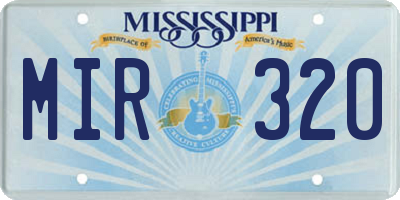 MS license plate MIR320