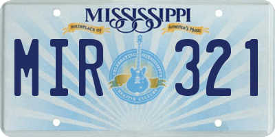 MS license plate MIR321