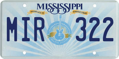 MS license plate MIR322
