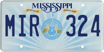 MS license plate MIR324