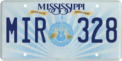 MS license plate MIR328