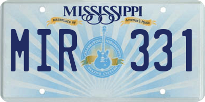 MS license plate MIR331