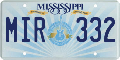MS license plate MIR332