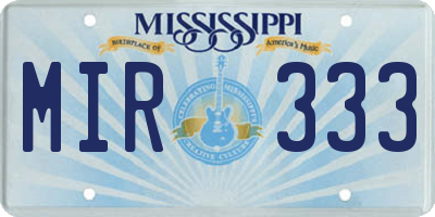 MS license plate MIR333