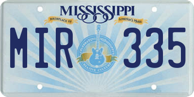 MS license plate MIR335