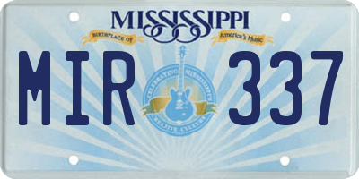 MS license plate MIR337
