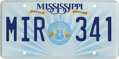 MS license plate MIR341