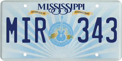 MS license plate MIR343