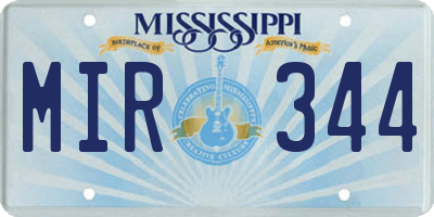 MS license plate MIR344