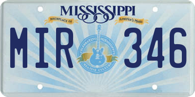 MS license plate MIR346
