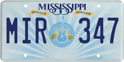 MS license plate MIR347