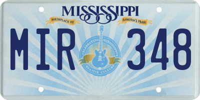 MS license plate MIR348