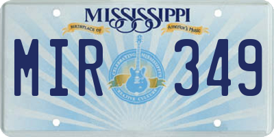 MS license plate MIR349